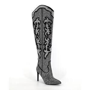 I.N.C. International Concepts Women Black Crystal Over-the-knee Boots Size 5.5M